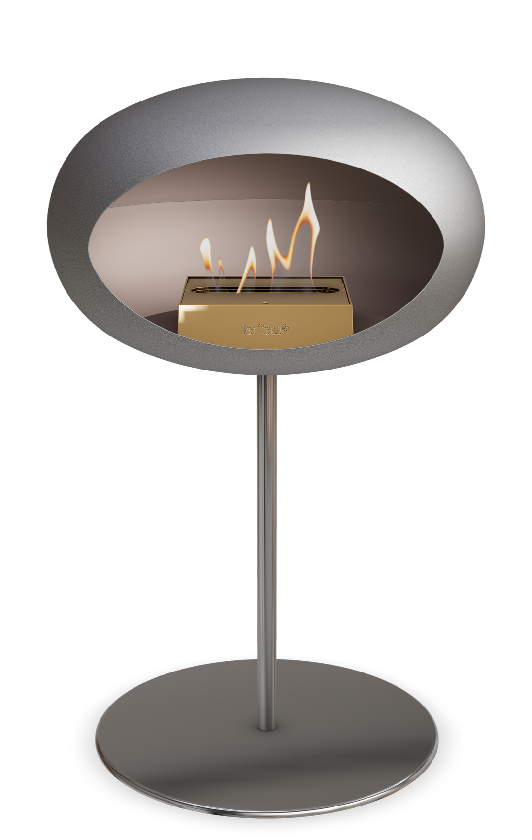 Le Feu GROUND STEEL LOW Nickel Ø 25 mm – Rohr Edelstahl, Brenner Roségold, Bodenplatte Edelstahl