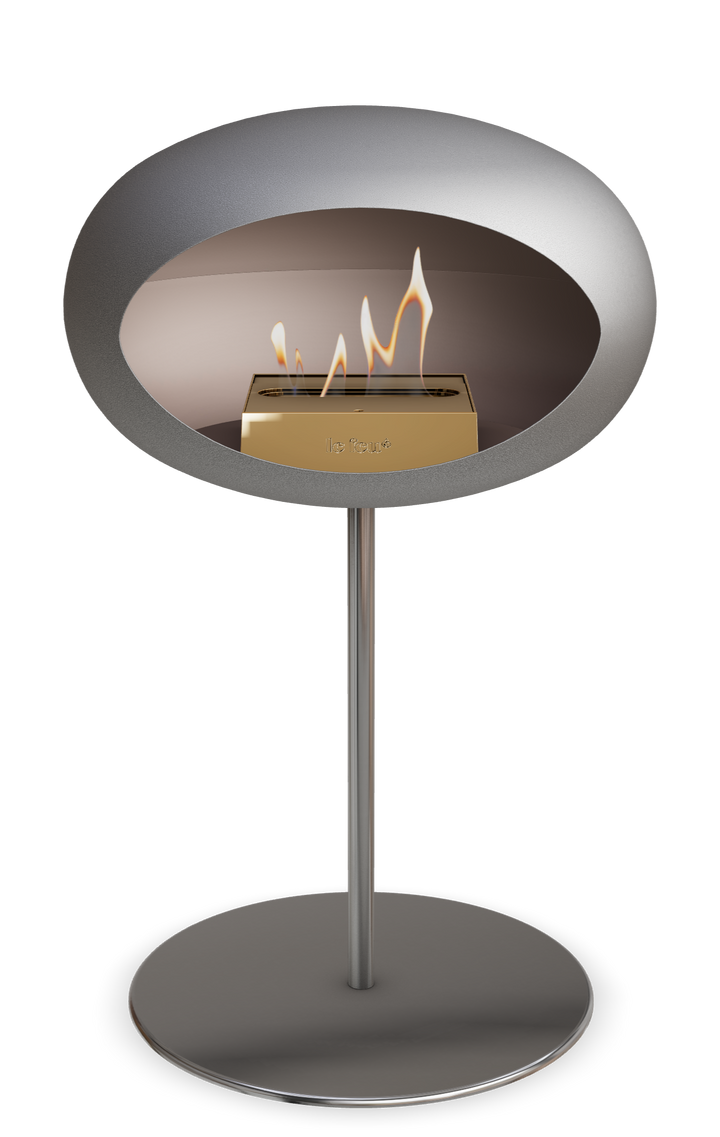 Le Feu GROUND STEEL LOW Nickel Ø 25 mm – Rohr Edelstahl, Brenner Roségold, Bodenplatte Edelstahl