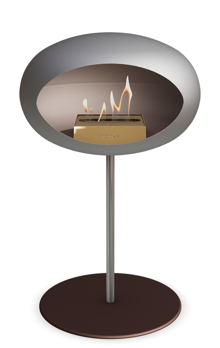 Le Feu GROUND STEEL LOW Nickel Ø 25 mm – Rohr Edelstahl, Brenner Roségold, Bodenplatte Mokka