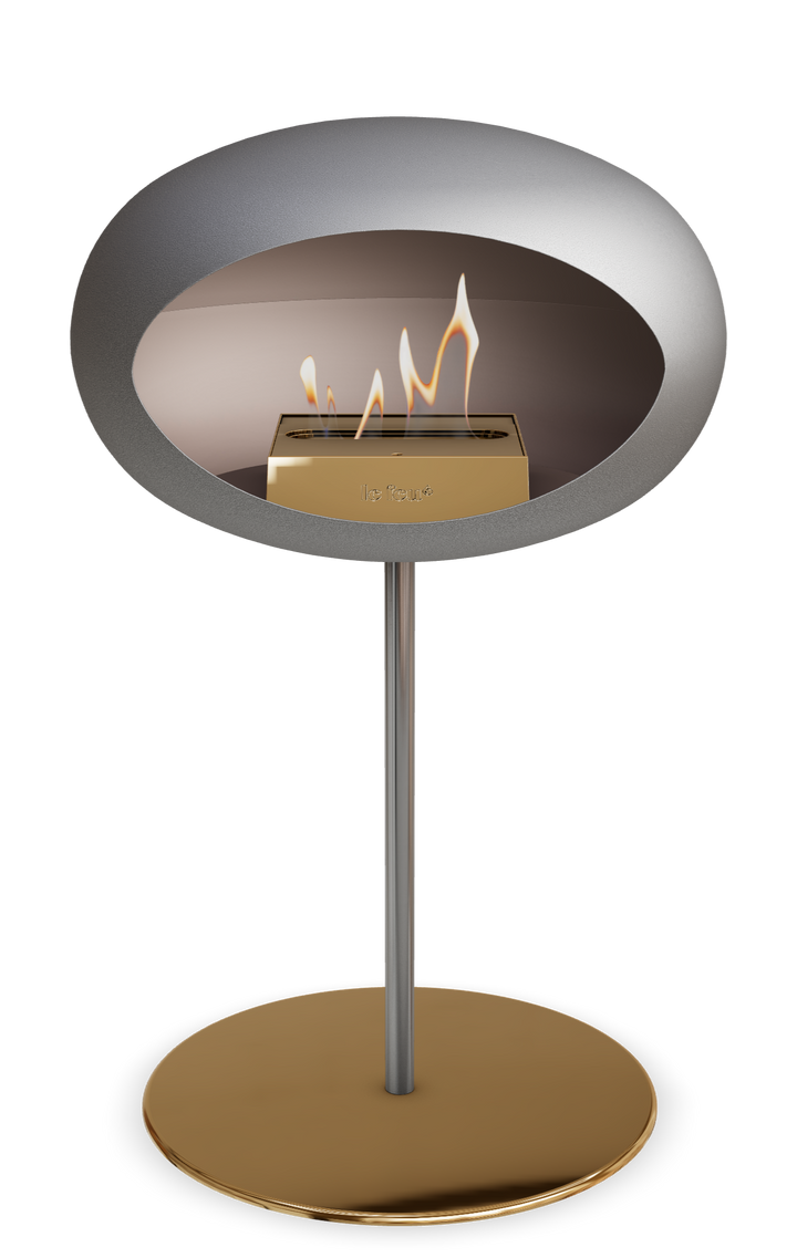 Le Feu GROUND STEEL LOW Nickel Ø 25 mm – Rohr Edelstahl, Brenner Roségold, Bodenplatte Roségold