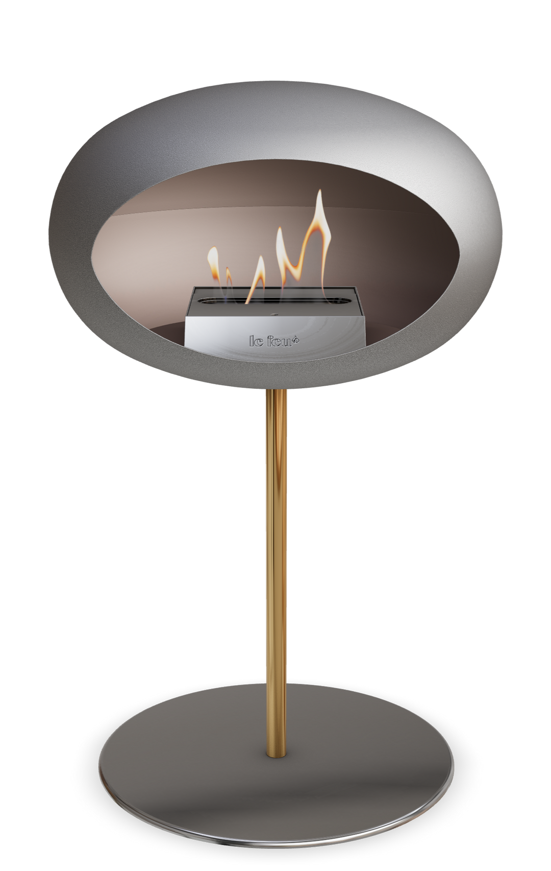 Le Feu GROUND STEEL LOW Nickel Ø 25 mm – Rohr Roségold, Brenner Edelstahl, Bodenplatte Edelstahl