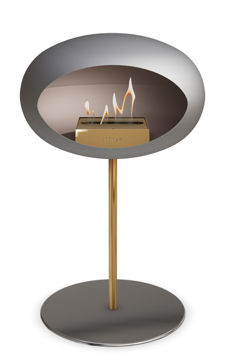 Le Feu GROUND STEEL LOW Nickel Ø 25 mm – Rohr Roségold, Brenner Roségold, Bodenplatte Edelstahl