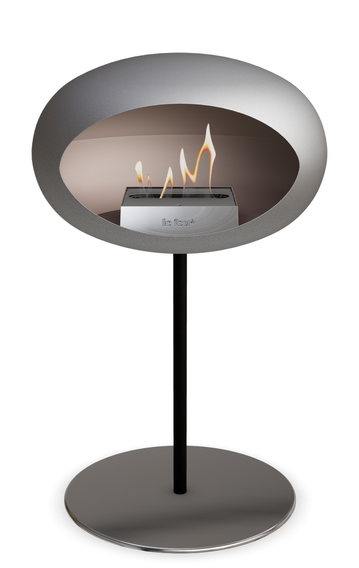Le Feu GROUND STEEL LOW Nickel Ø 25 mm – Rohr Schwarz, Brenner Edelstahl, Bodenplatte Edelstahl