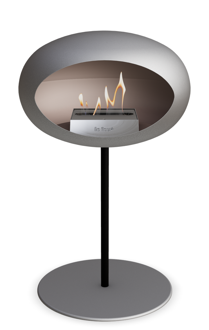 Le Feu GROUND STEEL LOW Nickel Ø 25 mm – Rohr Schwarz, Brenner Edelstahl, Bodenplatte Nickel
