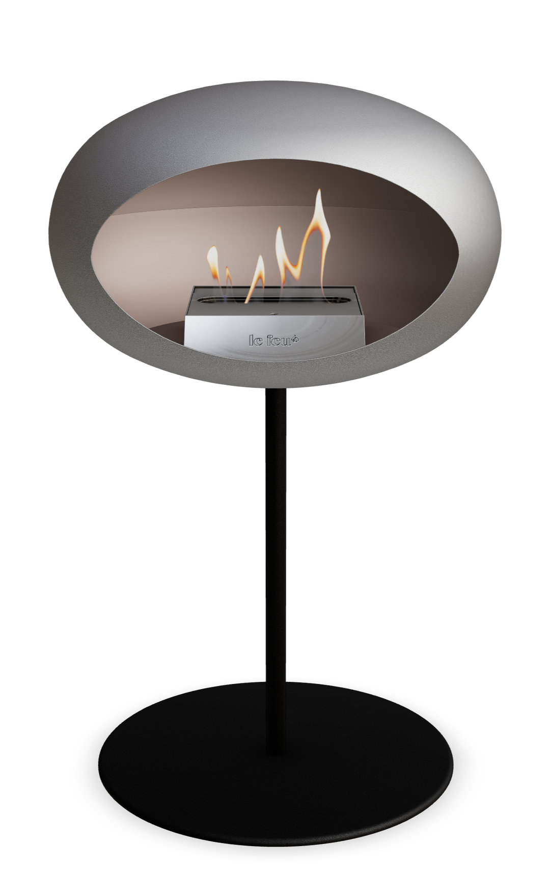 Le Feu GROUND STEEL LOW Nickel Ø 25 mm – Rohr Schwarz, Brenner Edelstahl, Bodenplatte Schwarz