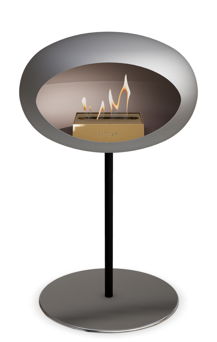 Le Feu GROUND STEEL LOW Nickel Ø 25 mm – Rohr Schwarz, Brenner Roségold, Bodenplatte Edelstahl