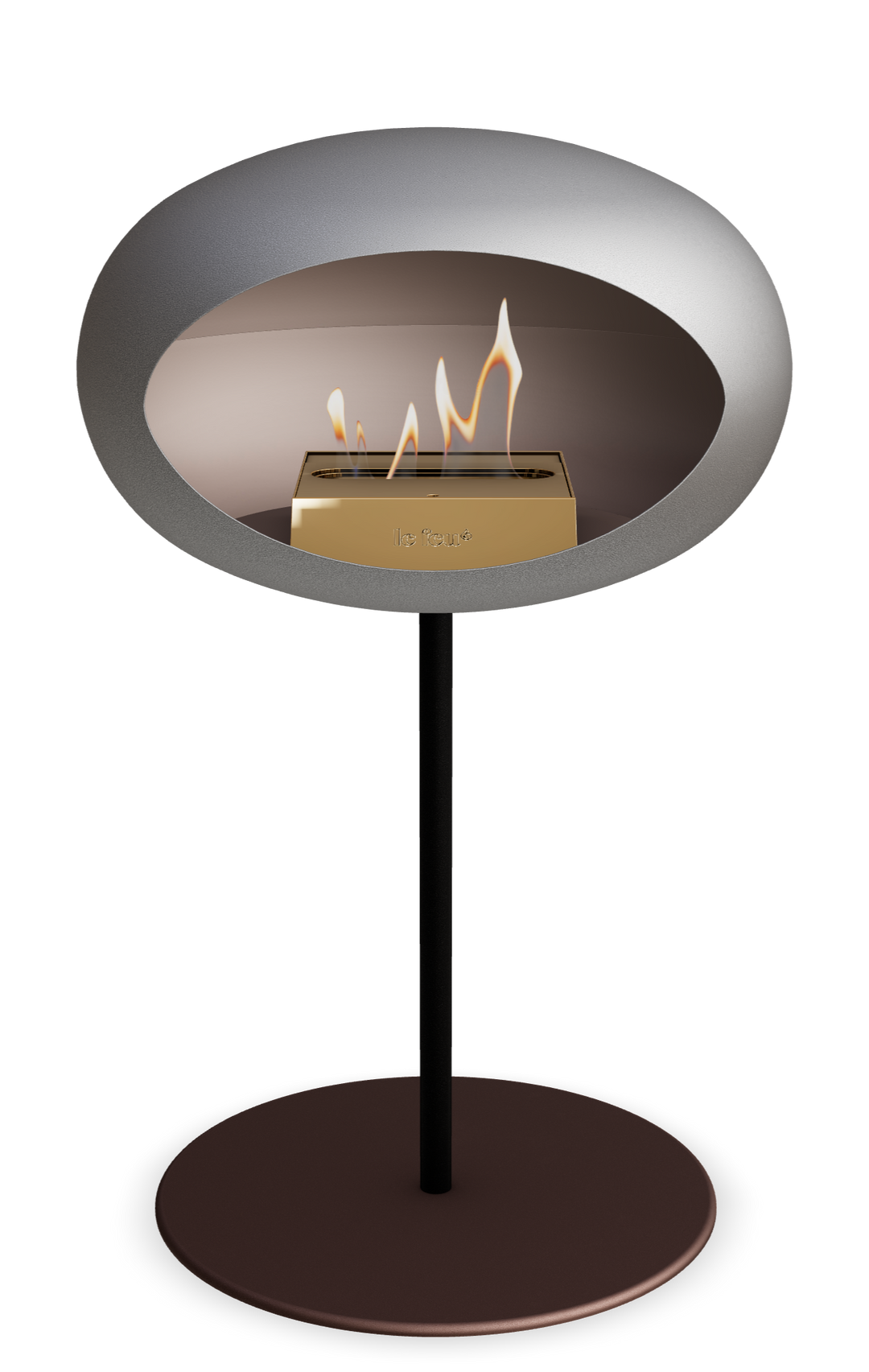 Le Feu GROUND STEEL LOW Nickel Ø 25 mm – Rohr Schwarz, Brenner Roségold, Bodenplatte Mokka