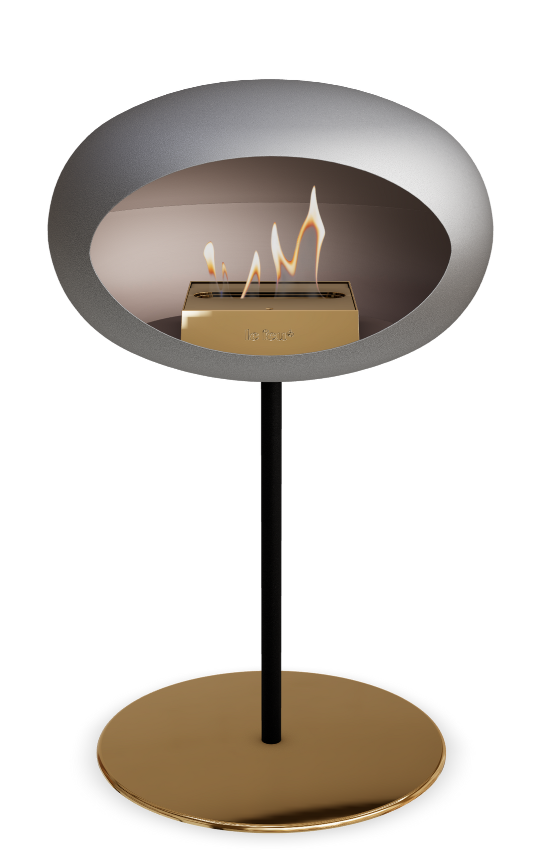 Le Feu GROUND STEEL LOW Nickel Ø 25 mm – Rohr Schwarz, Brenner Roségold, Bodenplatte Roségold