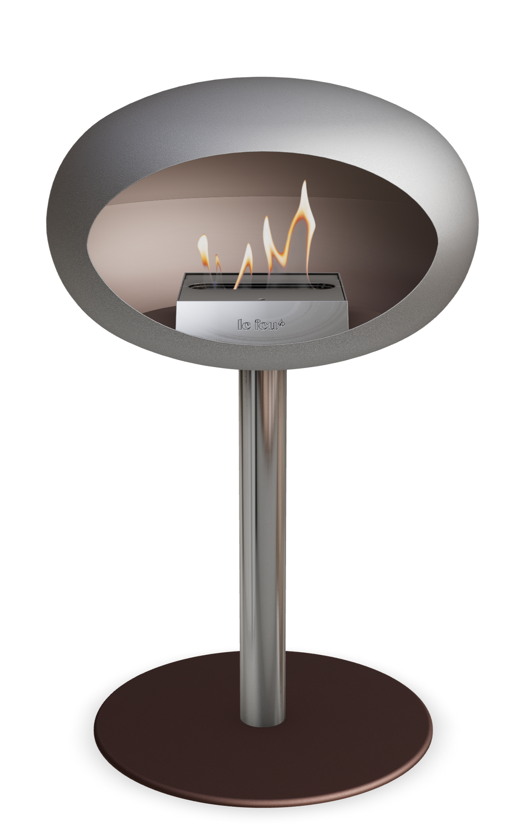 Le Feu GROUND STEEL LOW Nickel Ø 60 mm – Rohr Edelstahl, Brenner Edelstahl, Bodenplatte Mokka