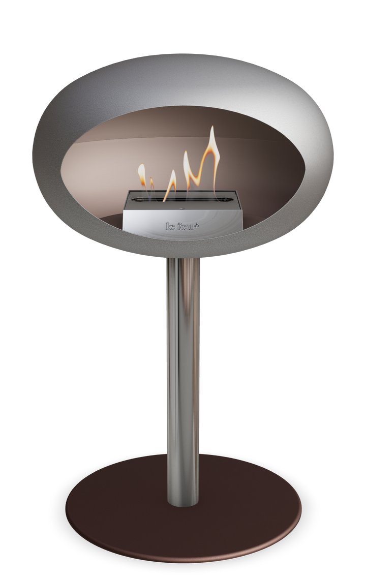 Le Feu GROUND STEEL LOW Nickel Ø 60 mm – Rohr Edelstahl, Brenner Edelstahl, Bodenplatte Mokka