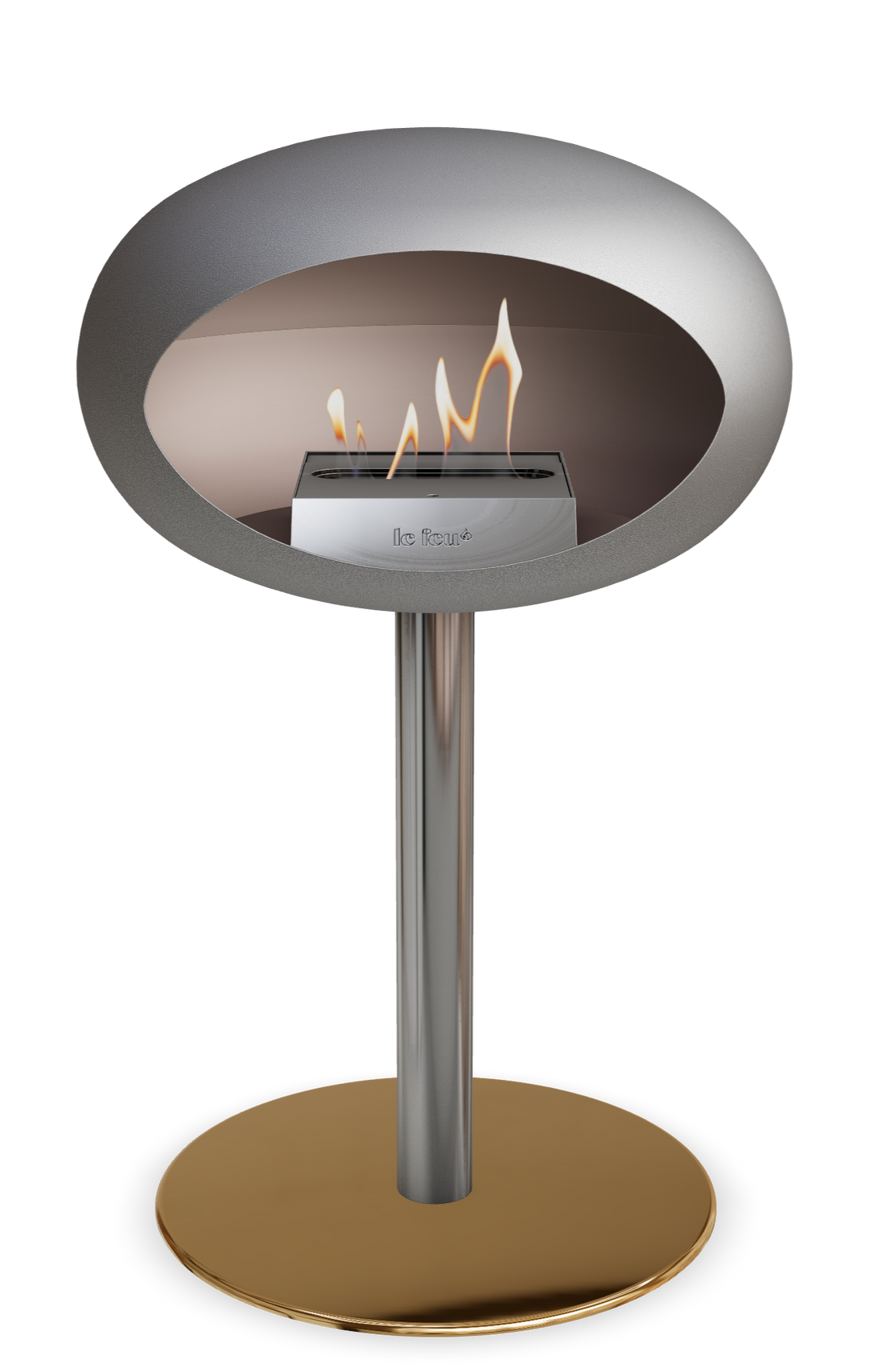 Le Feu GROUND STEEL LOW Nickel Ø 60 mm – Rohr Edelstahl, Brenner Edelstahl, Bodenplatte Roségold
