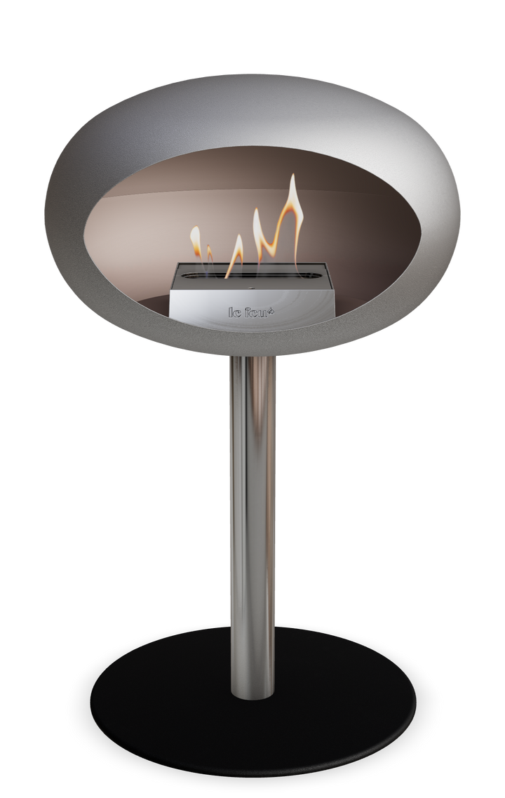 Le Feu GROUND STEEL LOW Nickel Ø 60 mm – Rohr Edelstahl, Brenner Edelstahl, Bodenplatte Schwarz