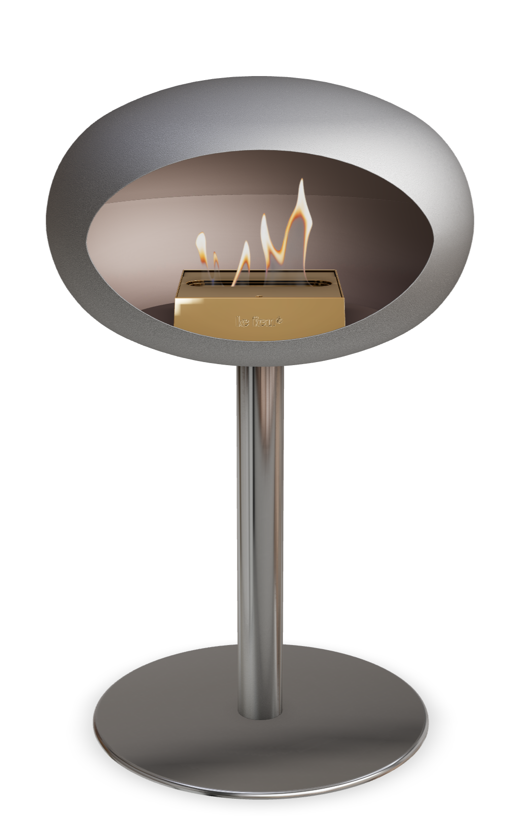 Le Feu GROUND STEEL LOW Nickel Ø 60 mm – Rohr Edelstahl, Brenner Roségold, Bodenplatte Edelstahl