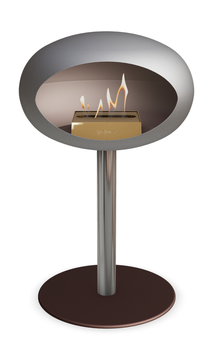 Le Feu GROUND STEEL LOW Nickel Ø 60 mm – Rohr Edelstahl, Brenner Roségold, Bodenplatte Mokka
