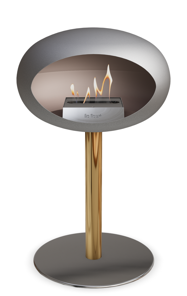 Le Feu GROUND STEEL LOW Nickel Ø 60 mm – Rohr Roségold, Brenner Edelstahl, Bodenplatte Edelstahl