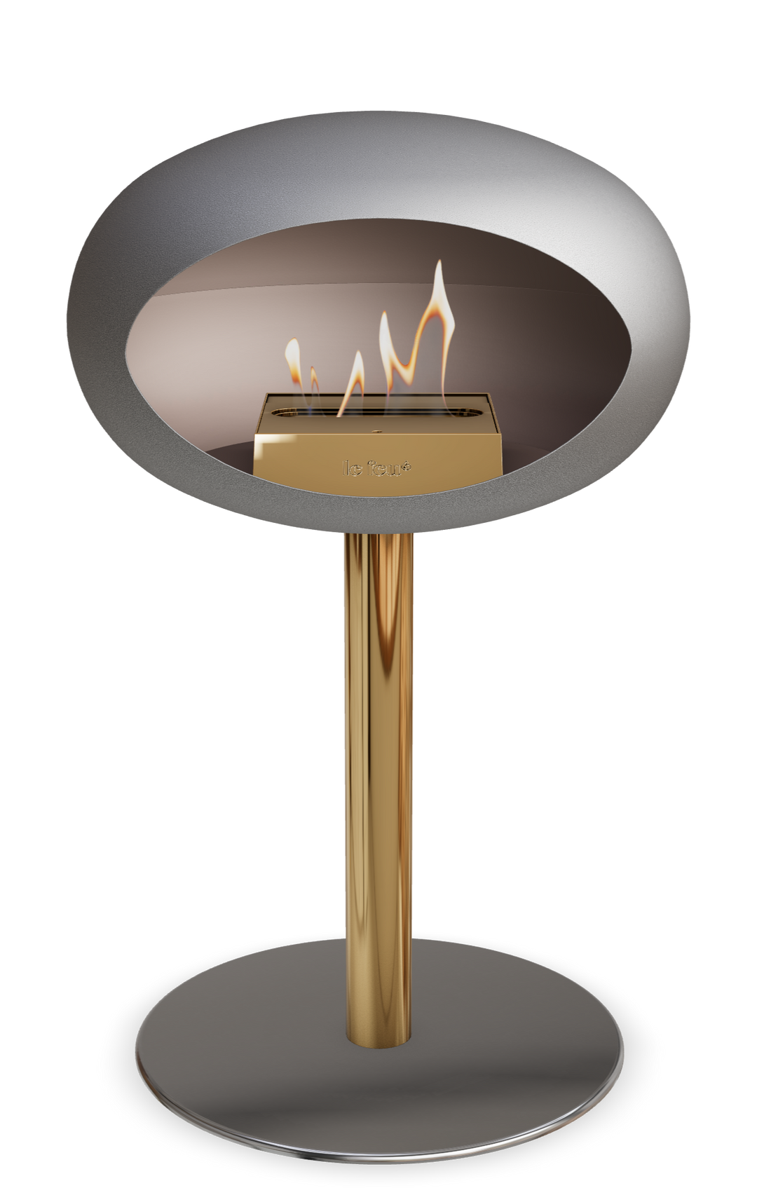 Le Feu GROUND STEEL LOW Nickel Ø 60 mm – Rohr Roségold, Brenner Roségold, Bodenplatte Edelstahl