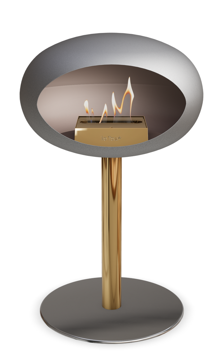 Le Feu GROUND STEEL LOW Nickel Ø 60 mm – Rohr Roségold, Brenner Roségold, Bodenplatte Edelstahl