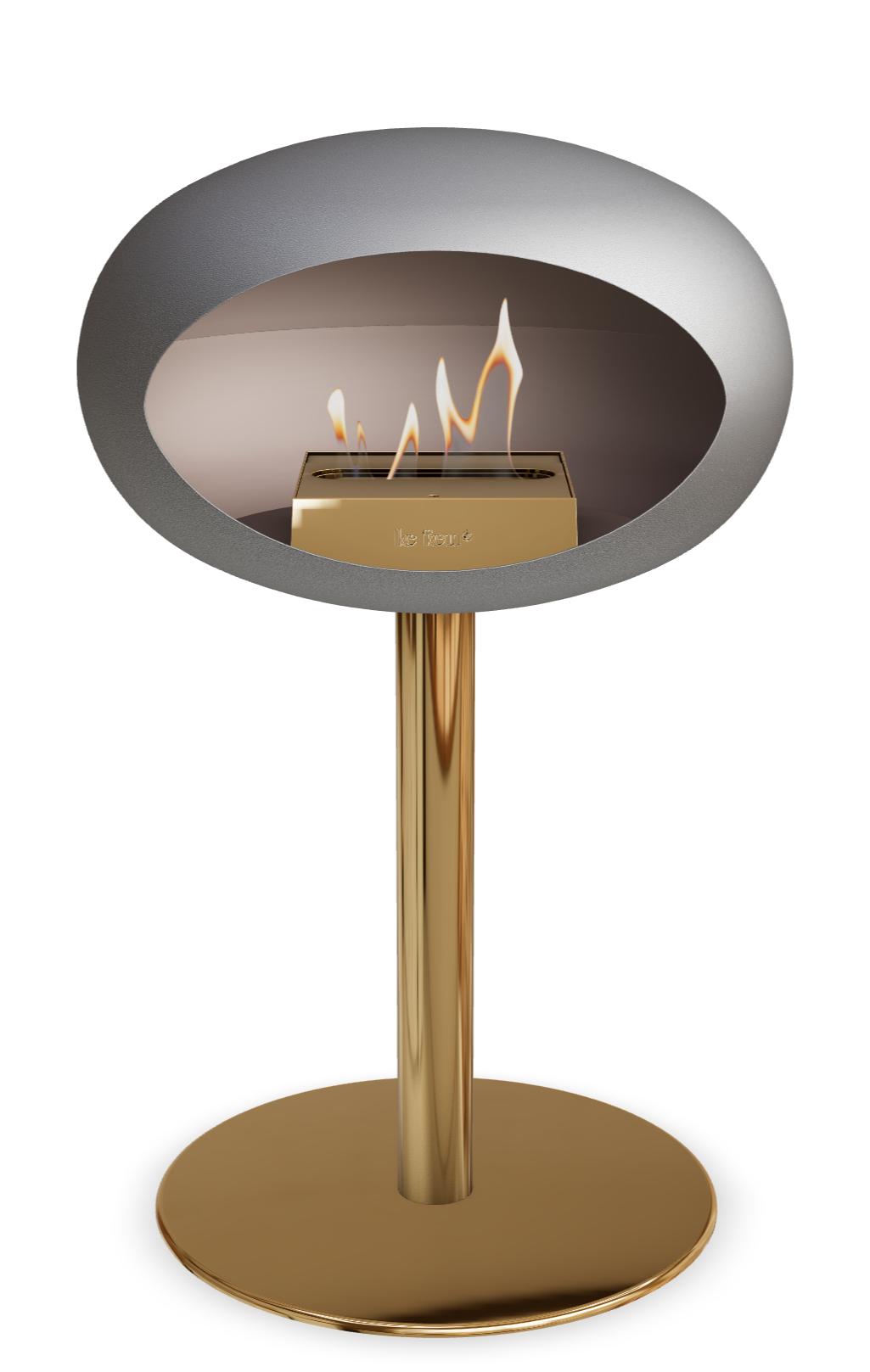 Le Feu GROUND STEEL LOW Nickel Ø 60 mm – Rohr Roségold, Brenner Roségold, Bodenplatte Roségold