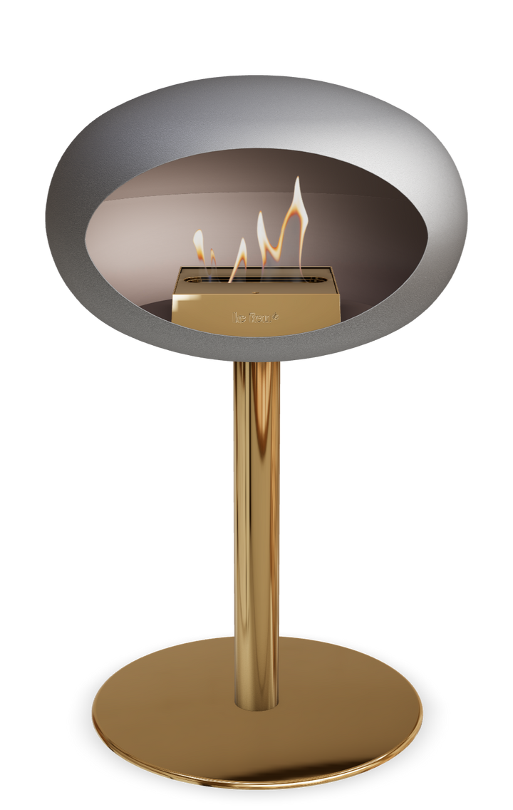 Le Feu GROUND STEEL LOW Nickel Ø 60 mm – Rohr Roségold, Brenner Roségold, Bodenplatte Roségold
