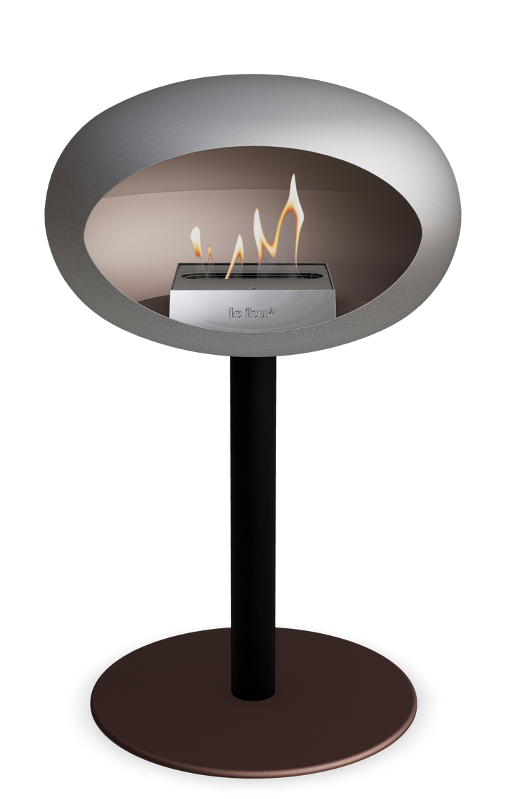 Le Feu GROUND STEEL LOW Nickel Ø 60 mm – Rohr Schwarz, Brenner Edelstahl, Bodenplatte Mokka