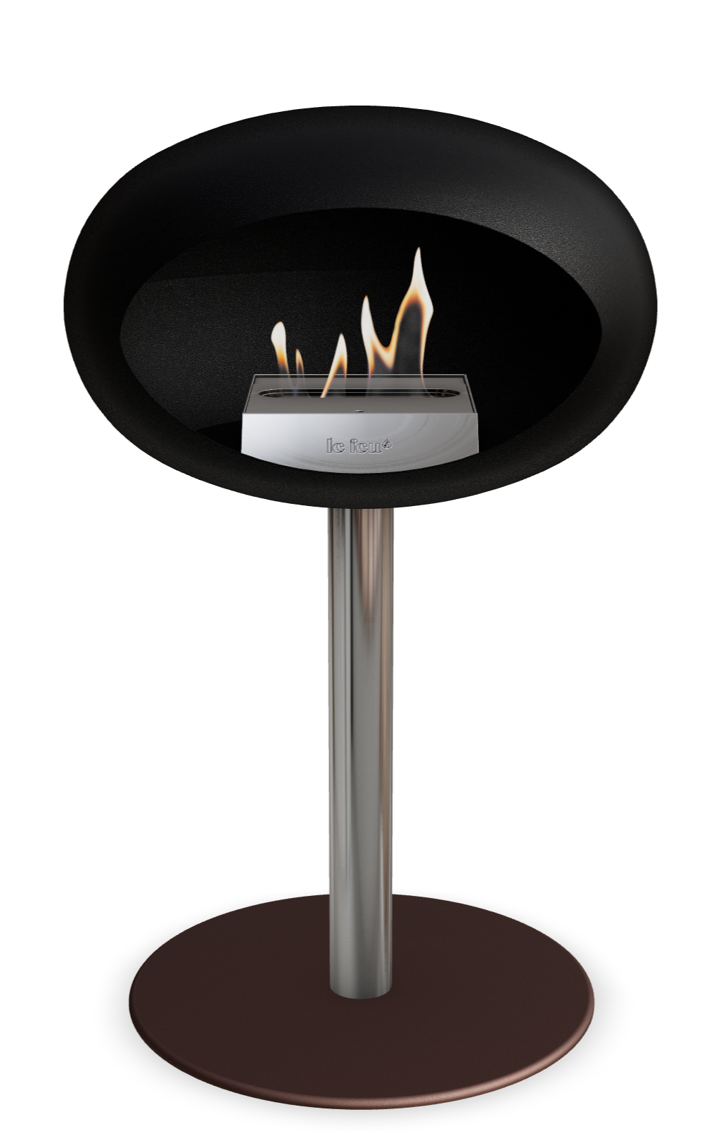 Le Feu GROUND STEEL LOW Schwarz Ø 60 mm – Rohr Edelstahl, Brenner Edelstahl, Bodenplatte Mokka