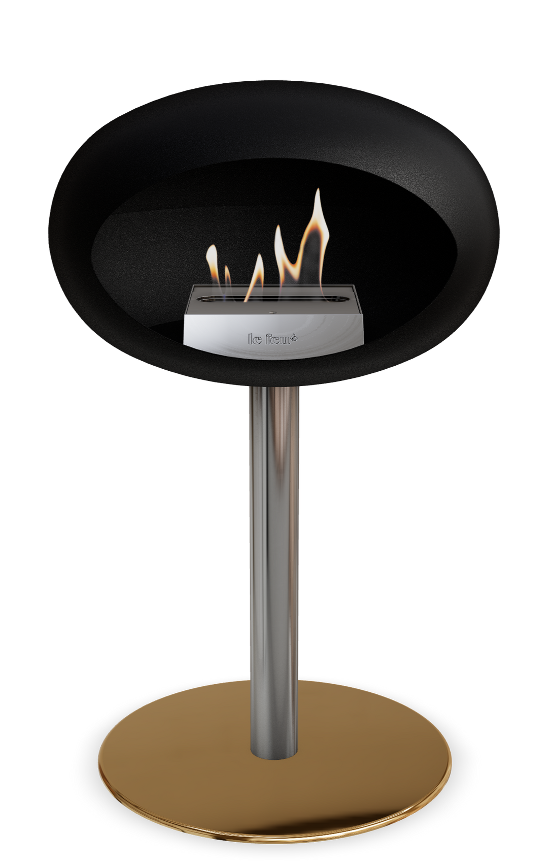 Le Feu GROUND STEEL LOW Schwarz Ø 60 mm – Rohr Edelstahl, Brenner Edelstahl, Bodenplatte Roségold