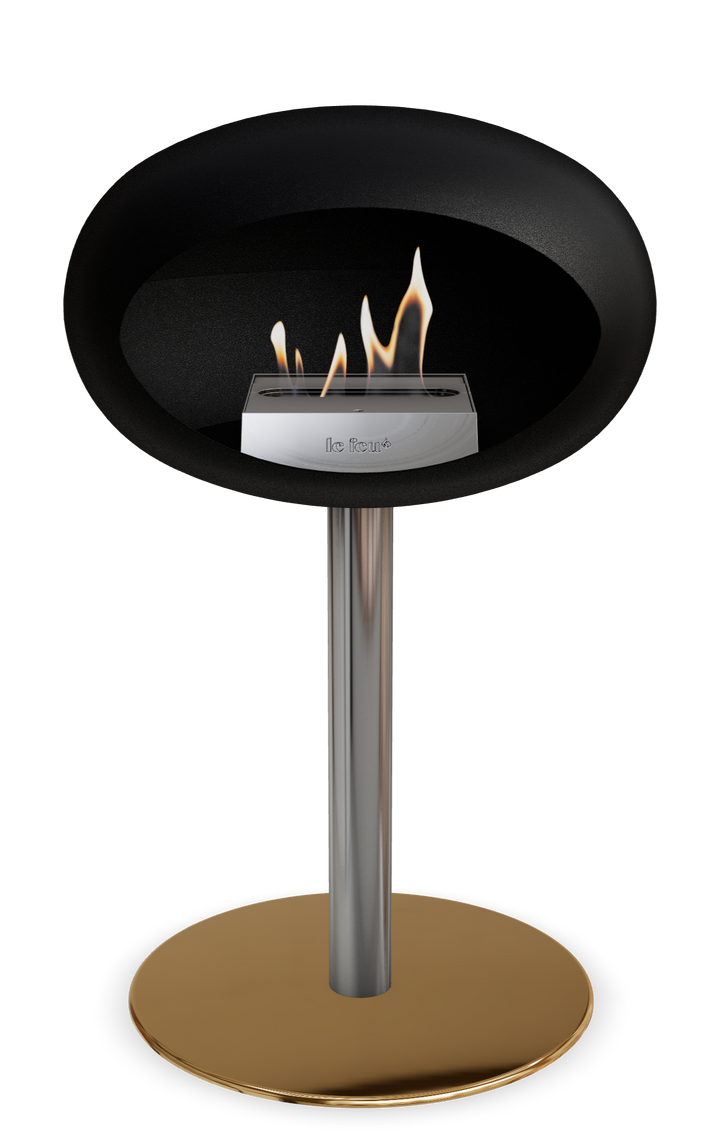 Le Feu GROUND STEEL LOW Schwarz Ø 60 mm – Rohr Edelstahl, Brenner Edelstahl, Bodenplatte Roségold