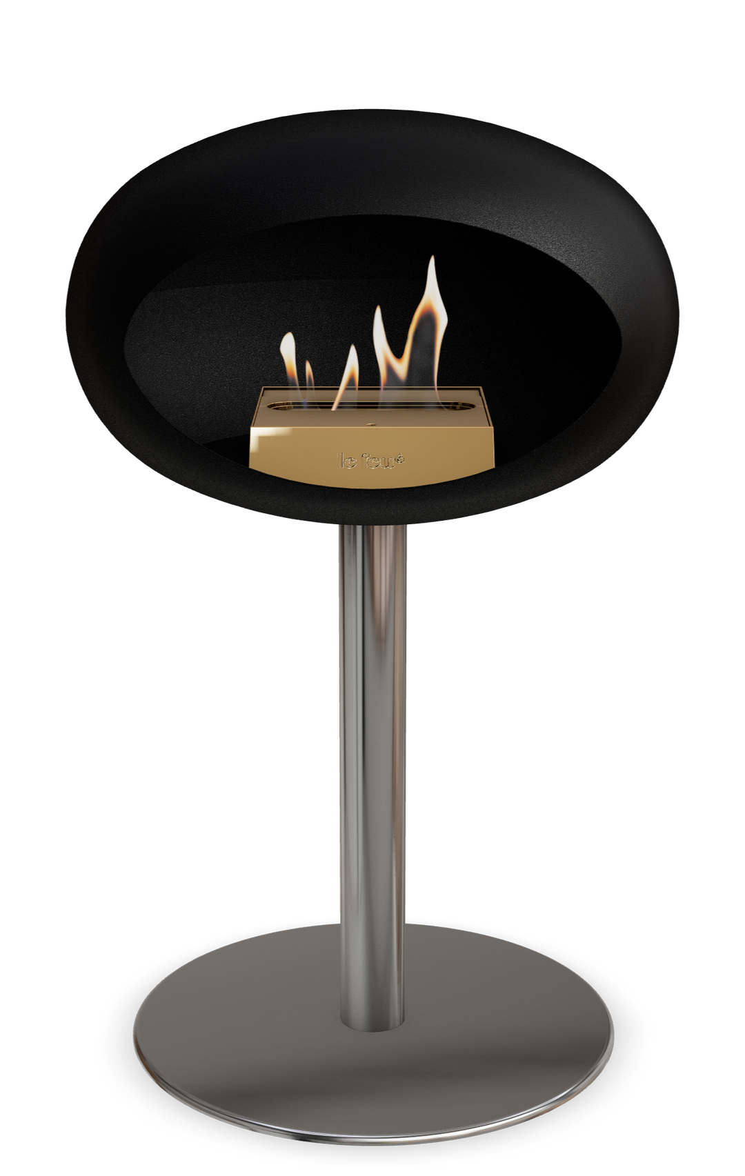 Le Feu GROUND STEEL LOW Schwarz Ø 60 mm – Rohr Edelstahl, Brenner Roségold, Bodenplatte Edelstahl