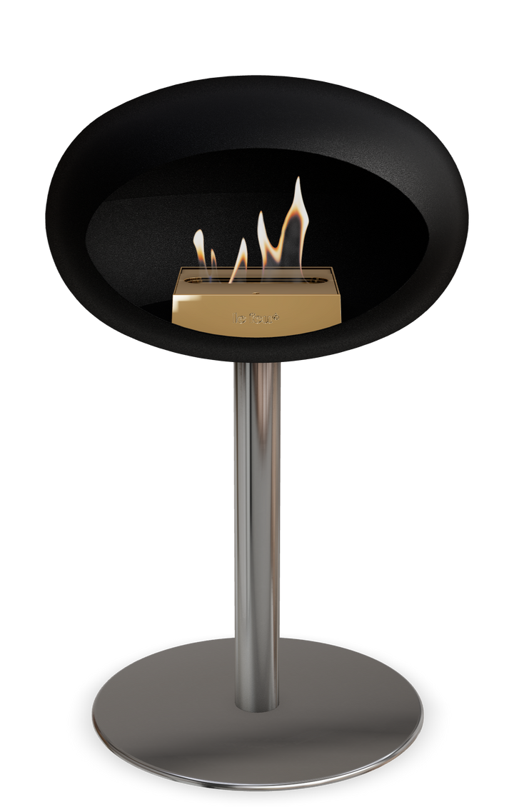 Le Feu GROUND STEEL LOW Schwarz Ø 60 mm – Rohr Edelstahl, Brenner Roségold, Bodenplatte Edelstahl