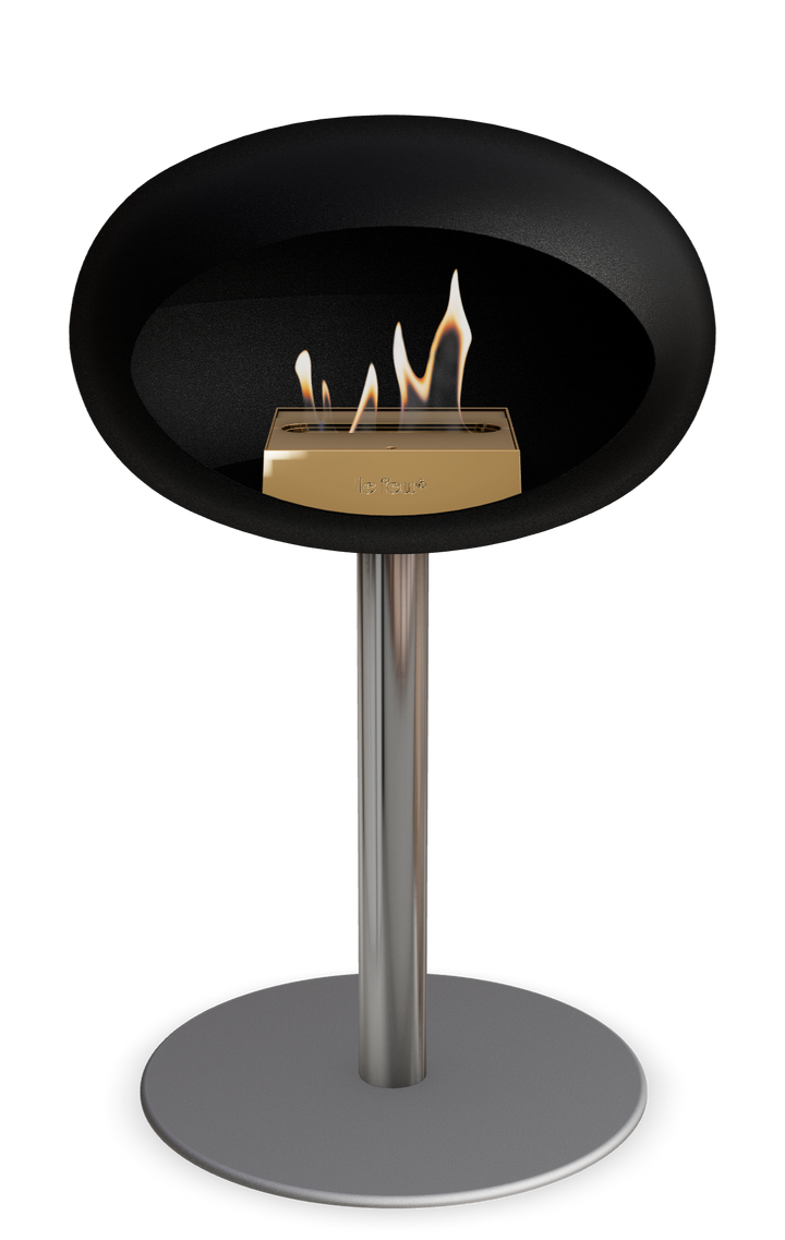 Le Feu GROUND STEEL LOW Schwarz Ø 60 mm – Rohr Edelstahl, Brenner Roségold, Bodenplatte Nickel