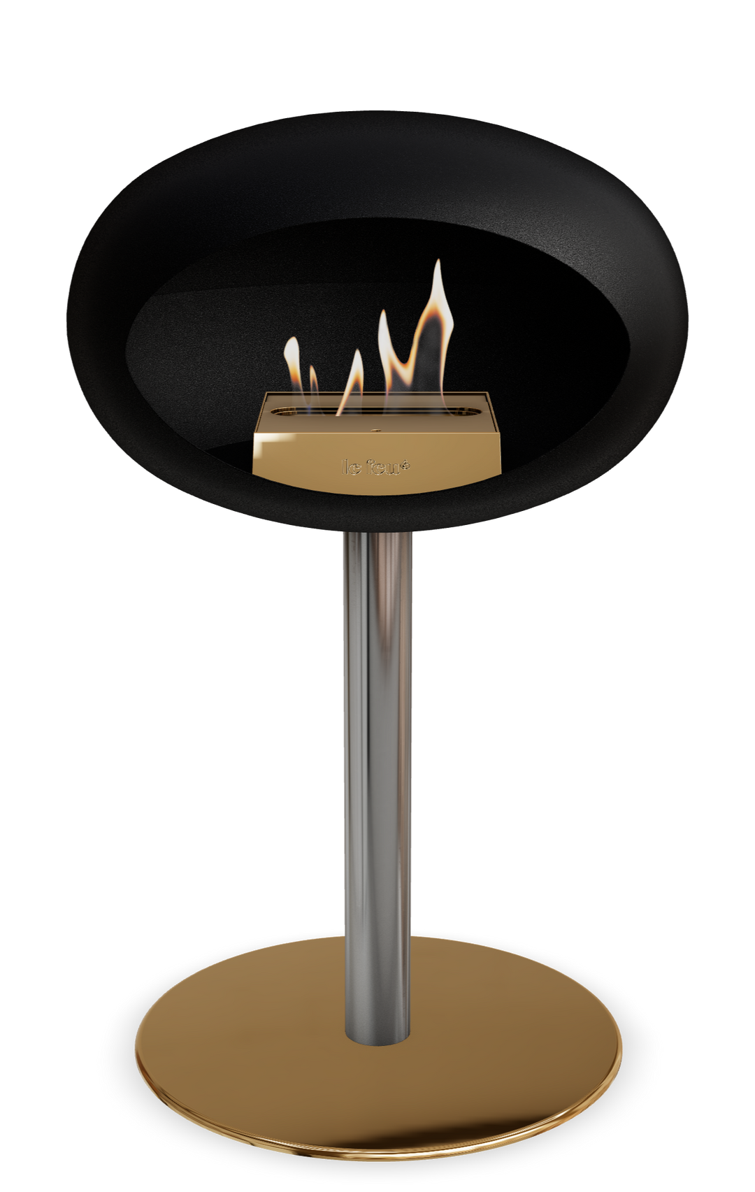 Le Feu GROUND STEEL LOW Schwarz Ø 60 mm – Rohr Edelstahl, Brenner Roségold, Bodenplatte Roségold