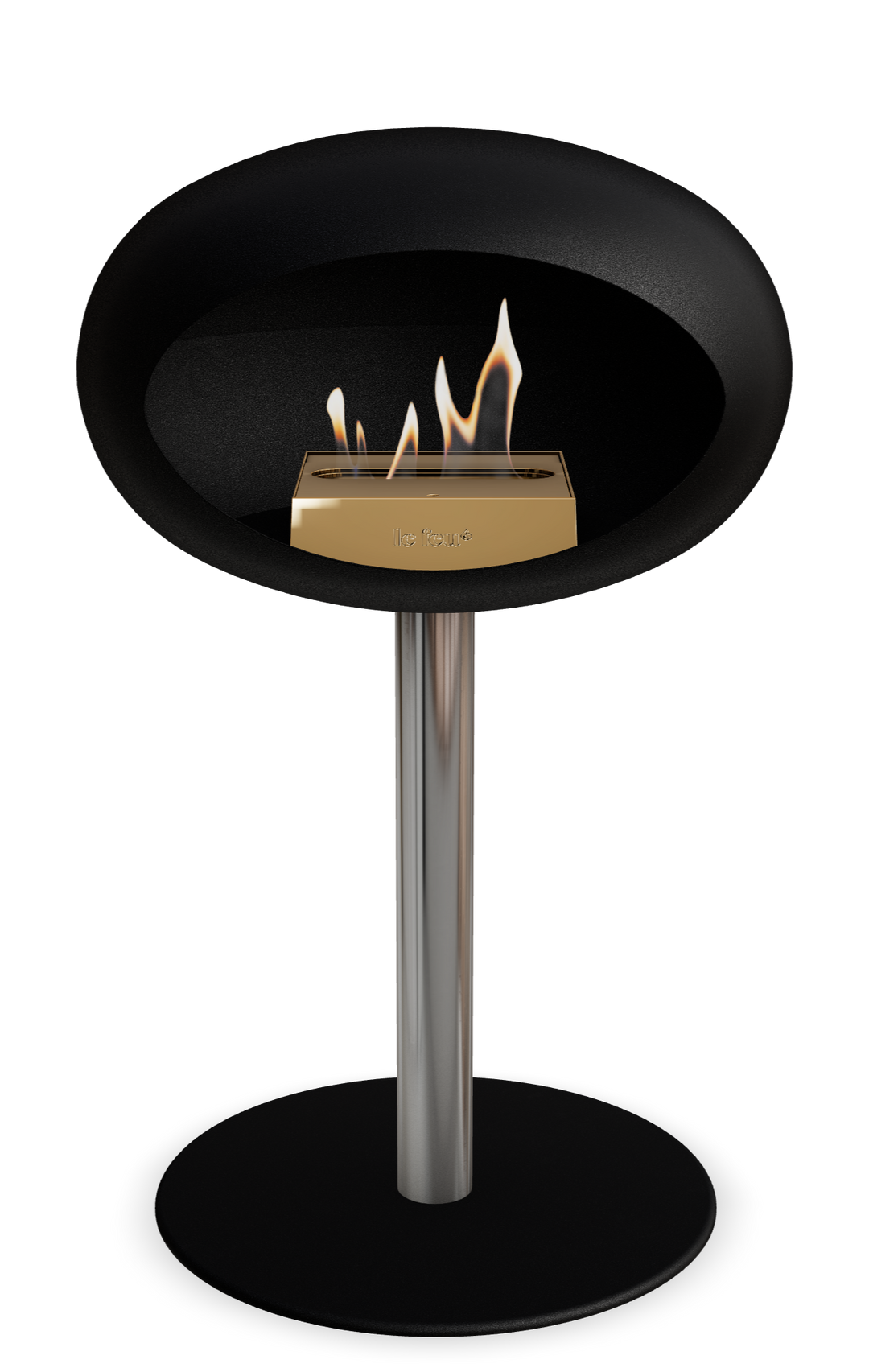 Le Feu GROUND STEEL LOW Schwarz Ø 60 mm – Rohr Edelstahl, Brenner Roségold, Bodenplatte Schwarz