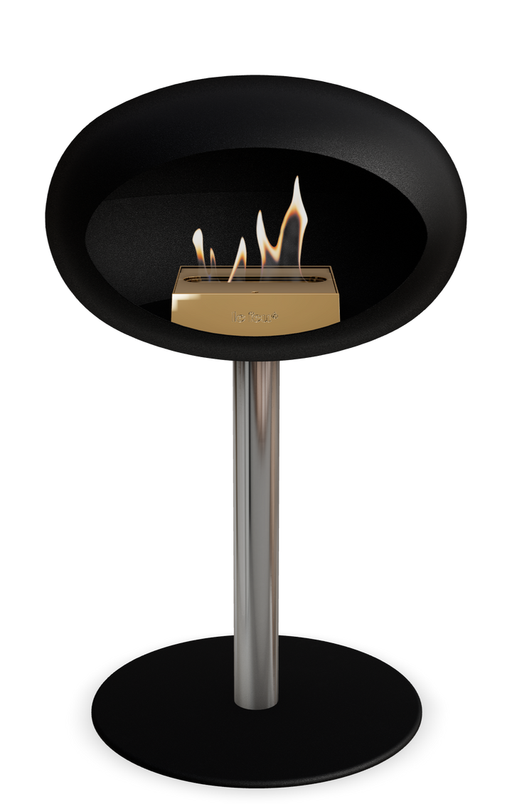 Le Feu GROUND STEEL LOW Schwarz Ø 60 mm – Rohr Edelstahl, Brenner Roségold, Bodenplatte Schwarz