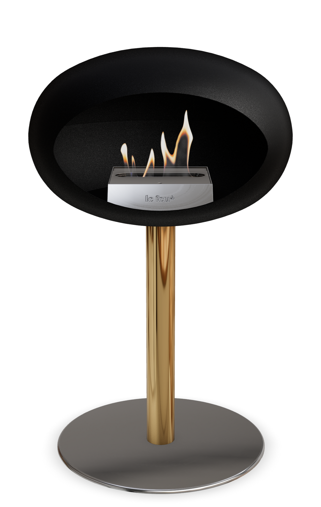Le Feu GROUND STEEL LOW Schwarz Ø 60 mm – Rohr Roségold, Brenner Edelstahl, Bodenplatte Edelstahl