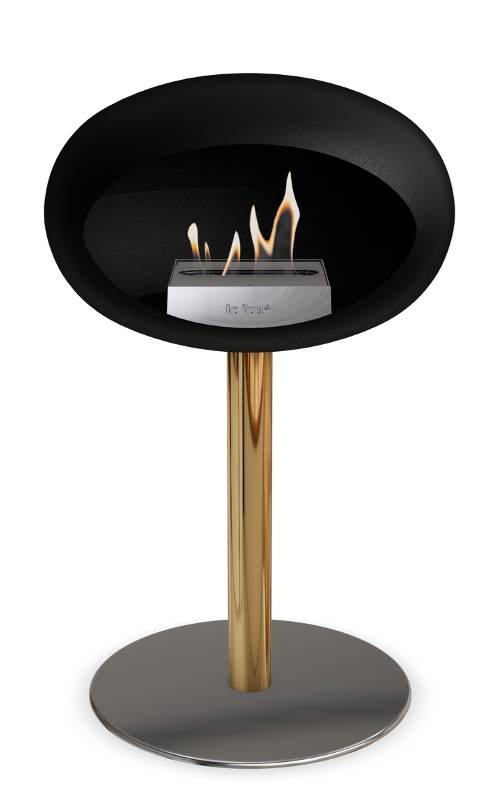 Le Feu GROUND STEEL LOW Schwarz Ø 60 mm – Rohr Roségold, Brenner Edelstahl, Bodenplatte Edelstahl