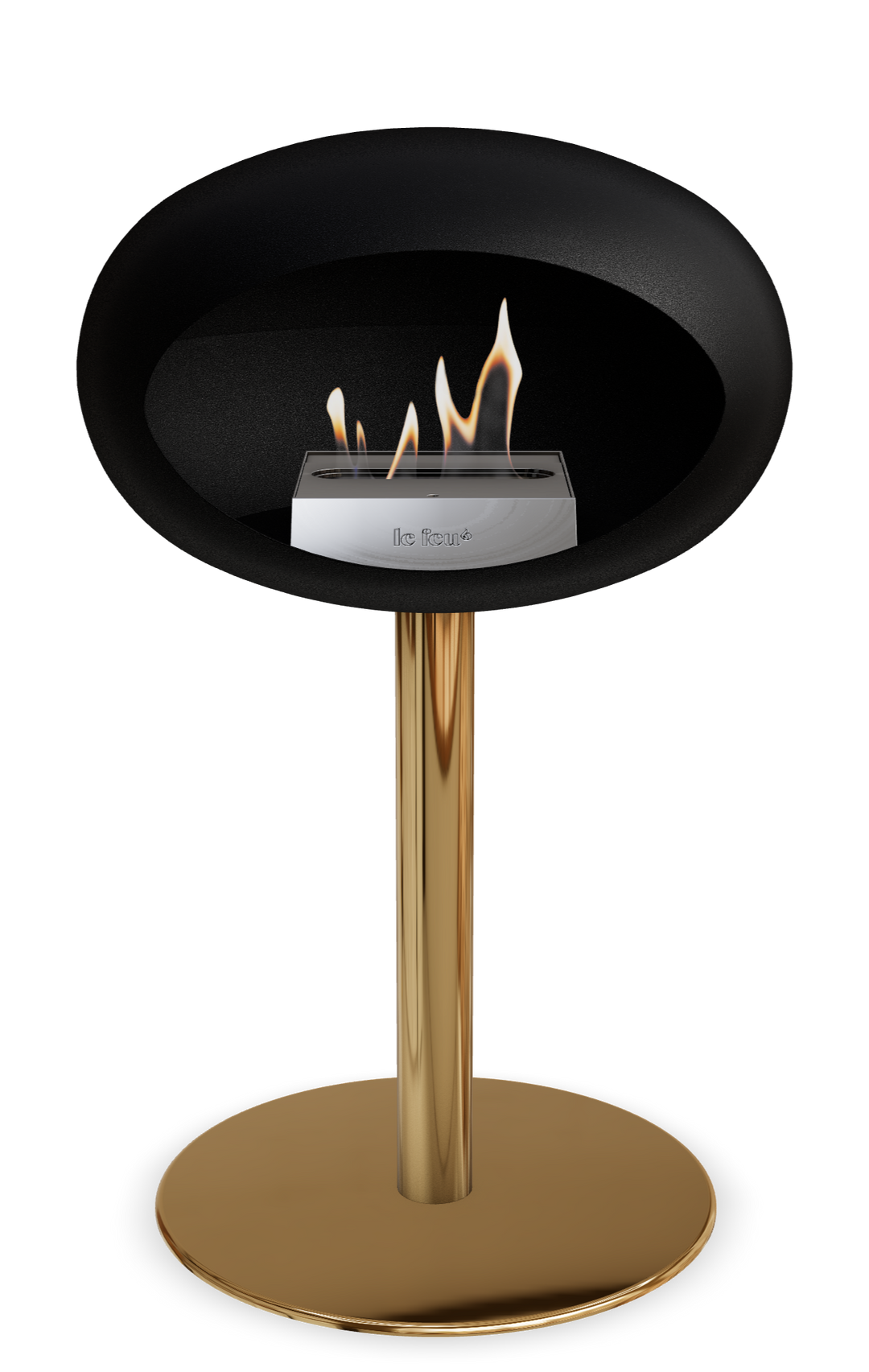 Le Feu GROUND STEEL LOW Schwarz Ø 60 mm – Rohr Roségold, Brenner Edelstahl, Bodenplatte Roségold