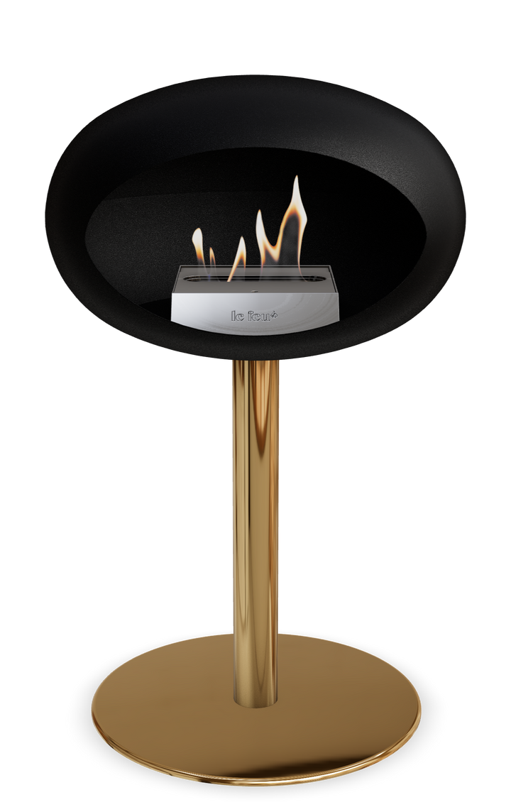 Le Feu GROUND STEEL LOW Schwarz Ø 60 mm – Rohr Roségold, Brenner Edelstahl, Bodenplatte Roségold