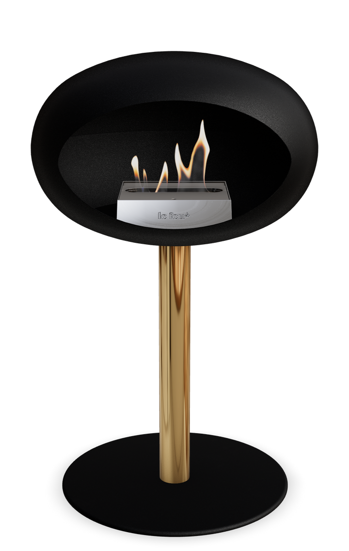 Le Feu GROUND STEEL LOW Schwarz Ø 60 mm – Rohr Roségold, Brenner Edelstahl, Bodenplatte Schwarz