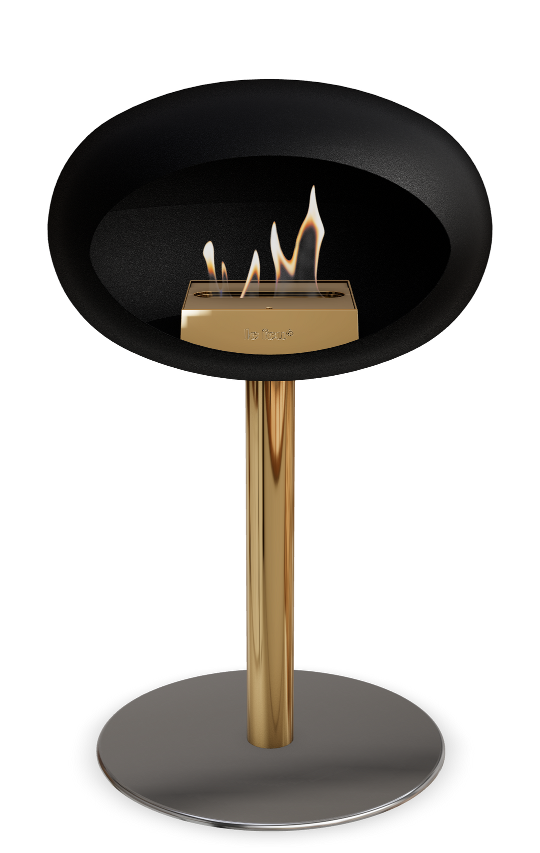 Le Feu GROUND STEEL LOW Schwarz Ø 60 mm – Rohr Roségold, Brenner Roségold, Bodenplatte Edelstahl