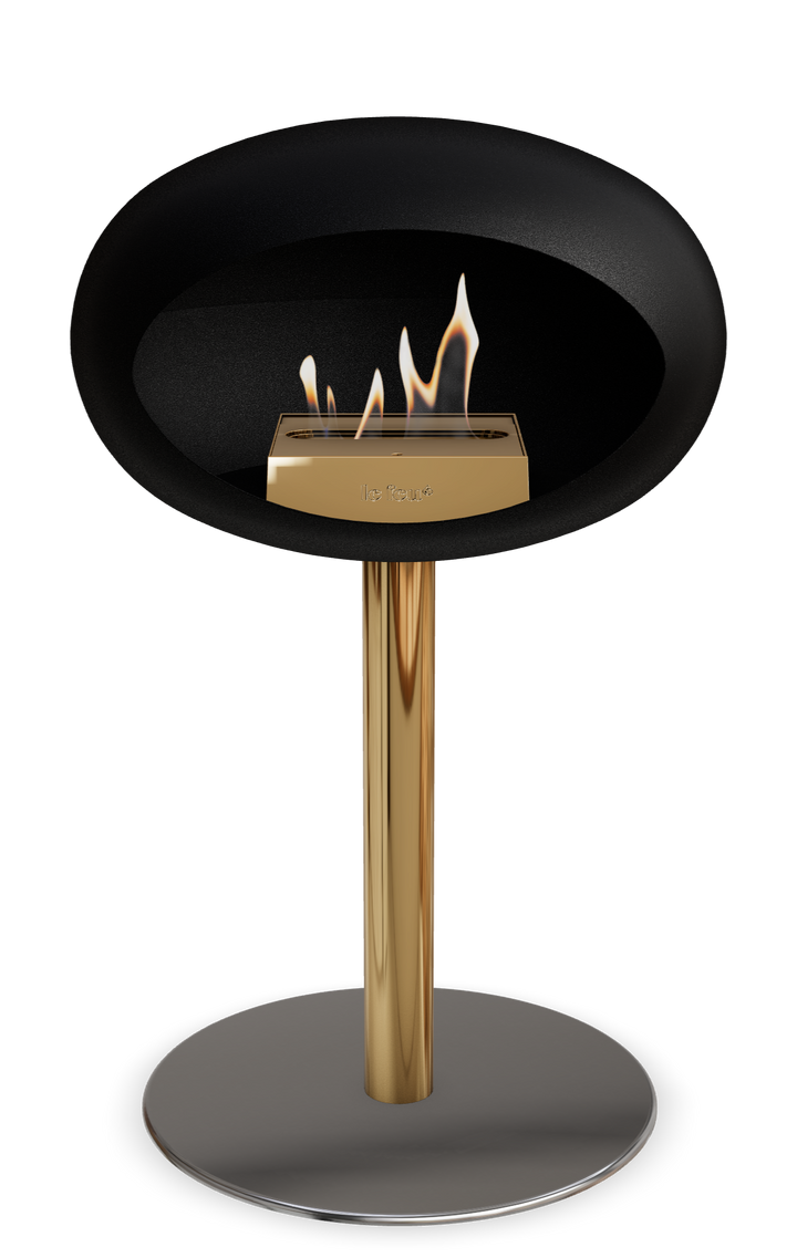 Le Feu GROUND STEEL LOW Schwarz Ø 60 mm – Rohr Roségold, Brenner Roségold, Bodenplatte Edelstahl