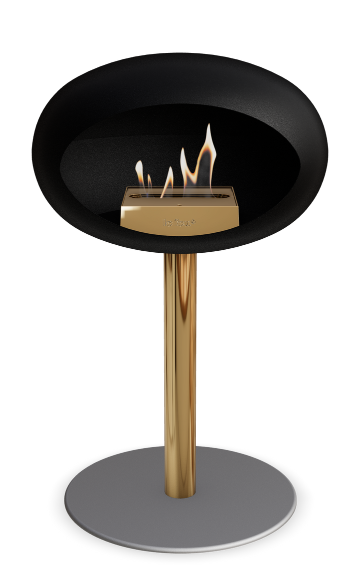 Le Feu GROUND STEEL LOW Schwarz Ø 60 mm – Rohr Roségold, Brenner Roségold, Bodenplatte Nickel