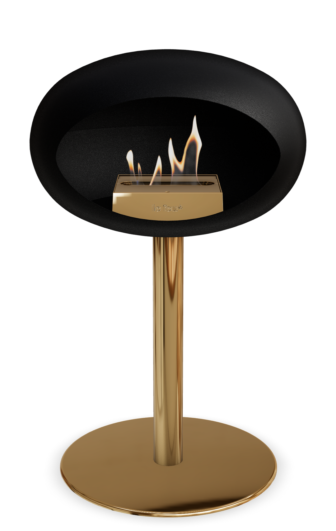 Le Feu GROUND STEEL LOW Schwarz Ø 60 mm – Rohr Roségold, Brenner Roségold, Bodenplatte Roségold