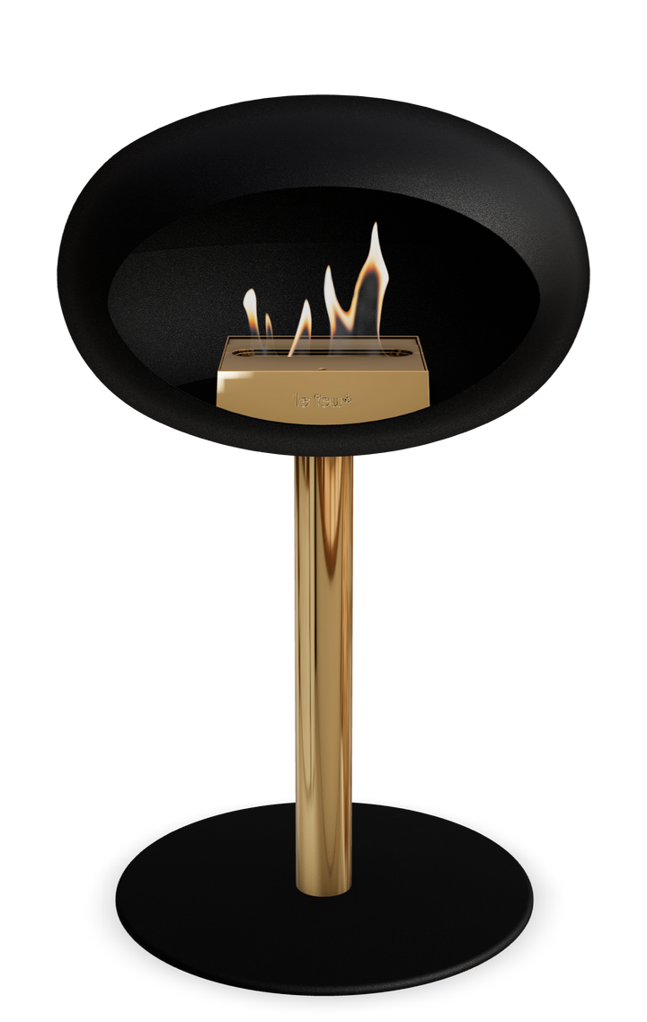 Le Feu GROUND STEEL LOW Schwarz Ø 60 mm – Rohr Roségold, Brenner Roségold, Bodenplatte Schwarz