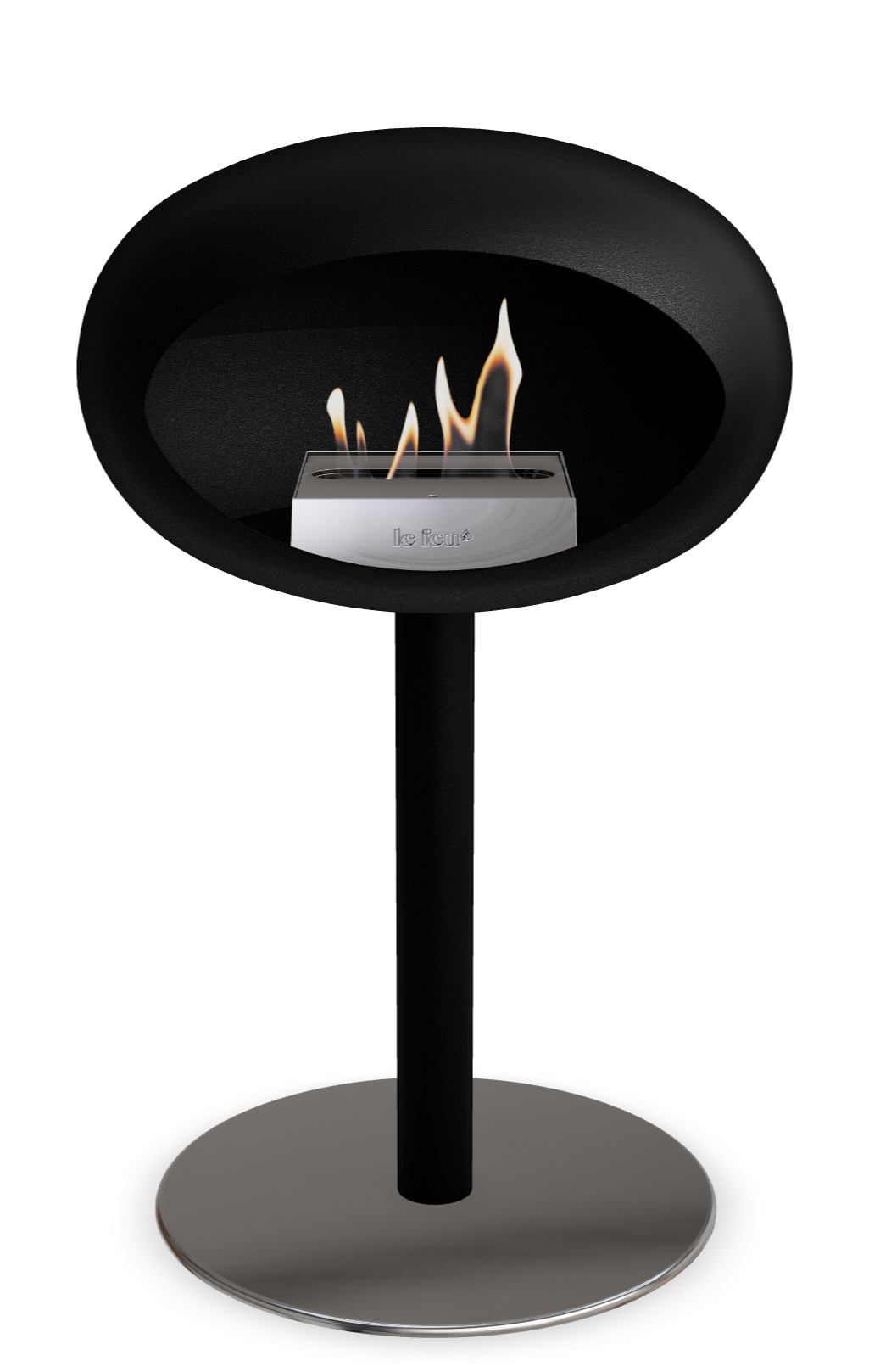 Le Feu GROUND STEEL LOW Schwarz Ø 60 mm – Rohr Schwarz, Brenner Edelstahl, Bodenplatte Edelstahl