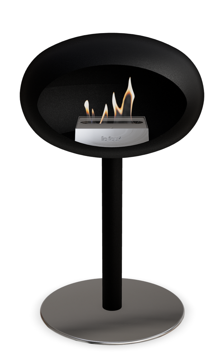Le Feu GROUND STEEL LOW Schwarz Ø 60 mm – Rohr Schwarz, Brenner Edelstahl, Bodenplatte Edelstahl