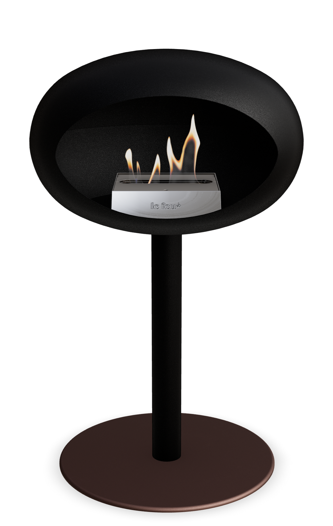 Le Feu GROUND STEEL LOW Schwarz Ø 60 mm – Rohr Schwarz, Brenner Edelstahl, Bodenplatte Mokka