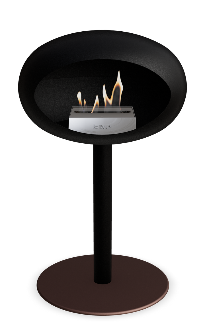 Le Feu GROUND STEEL LOW Schwarz Ø 60 mm – Rohr Schwarz, Brenner Edelstahl, Bodenplatte Mokka