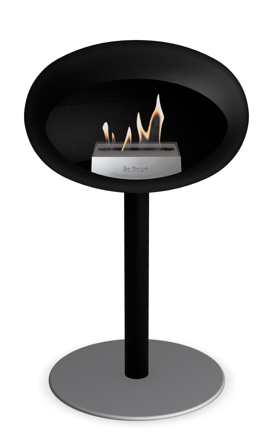 Le Feu GROUND STEEL LOW Schwarz Ø 60 mm – Rohr Schwarz, Brenner Edelstahl, Bodenplatte Nickel