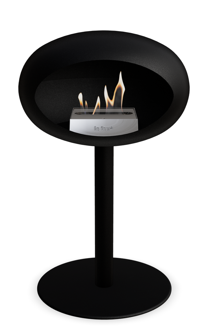Le Feu GROUND STEEL LOW Schwarz Ø 60 mm – Rohr Schwarz, Brenner Edelstahl, Bodenplatte Schwarz
