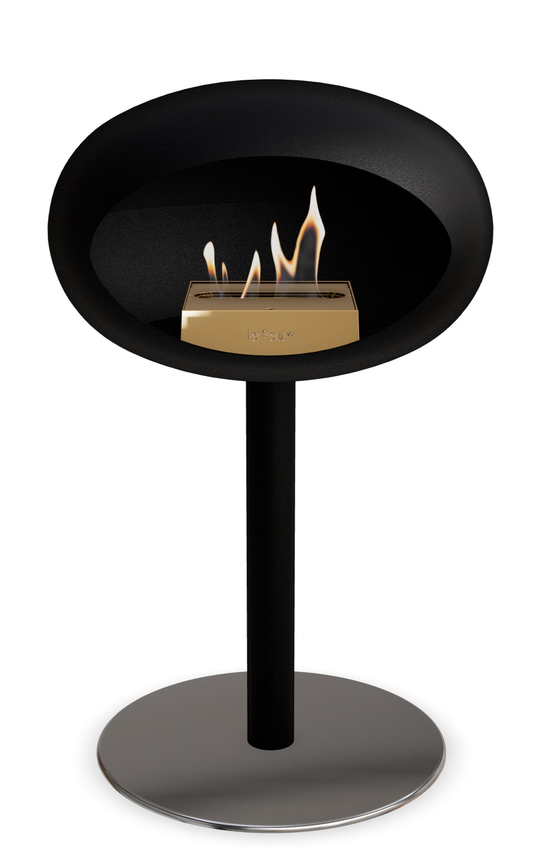 Le Feu GROUND STEEL LOW Schwarz Ø 60 mm – Rohr Schwarz, Brenner Roségold, Bodenplatte Edelstahl